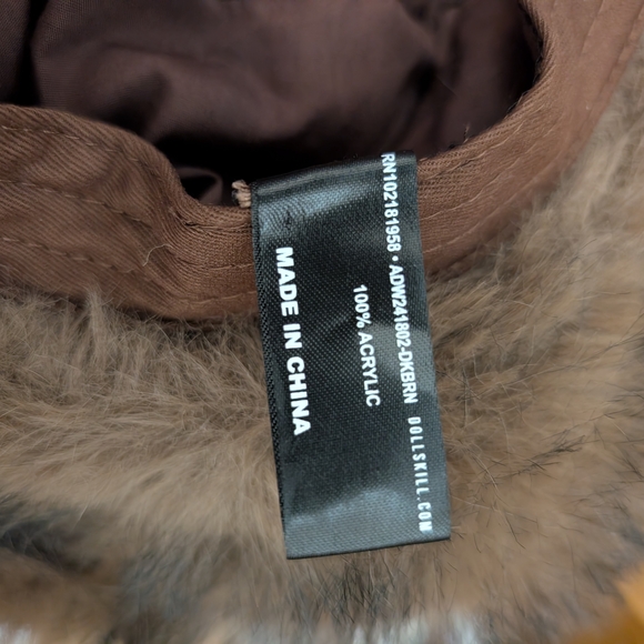 Brown Faux Fur Wide-Brim Hat - Soft Brown - Picture 6 of 6